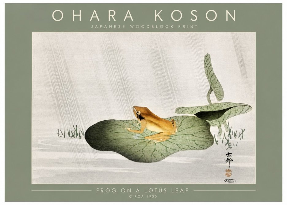 Ohara Koson Frog on a Lotus Leaf No2 - Plakat