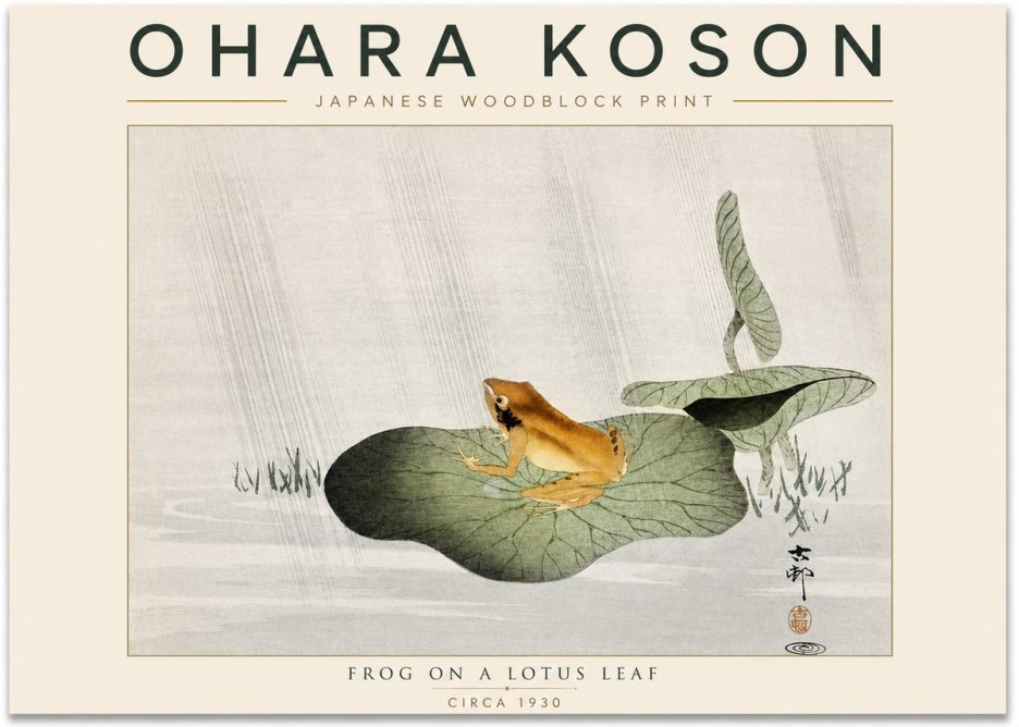 Ohara Koson Frog on a Lotus Leaf No5 - Plakat