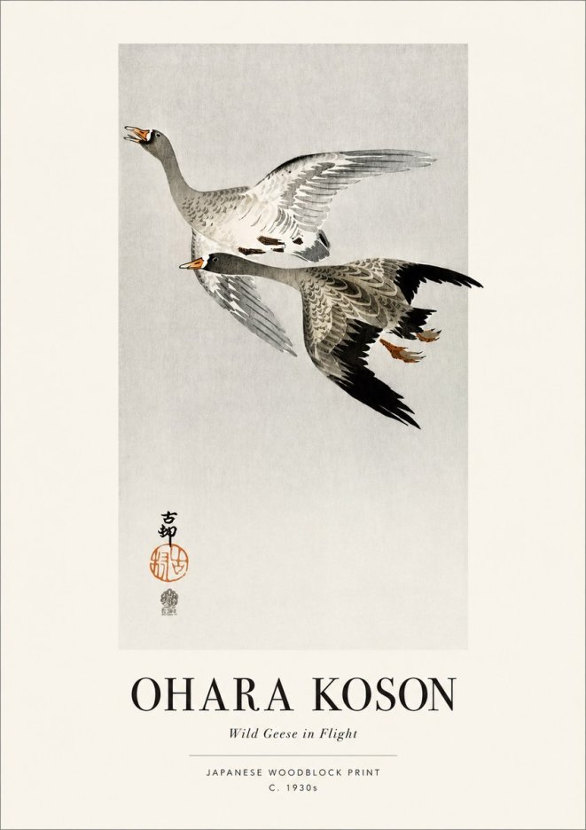Ohara Koson Wild Geese in Flight III No1 - Plakat