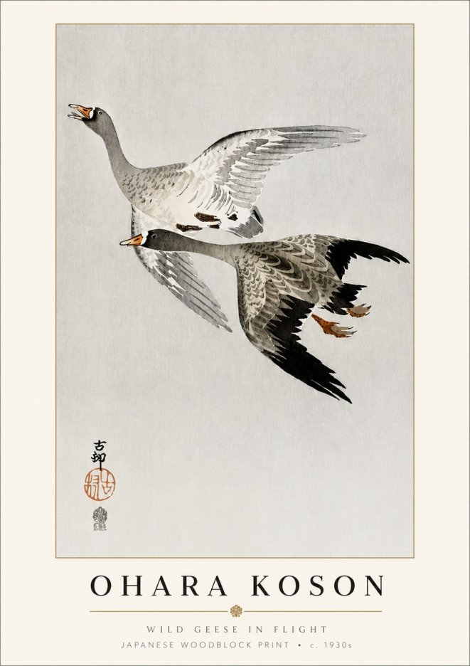Ohara Koson Wild Geese in Flight III No3 - Plakat