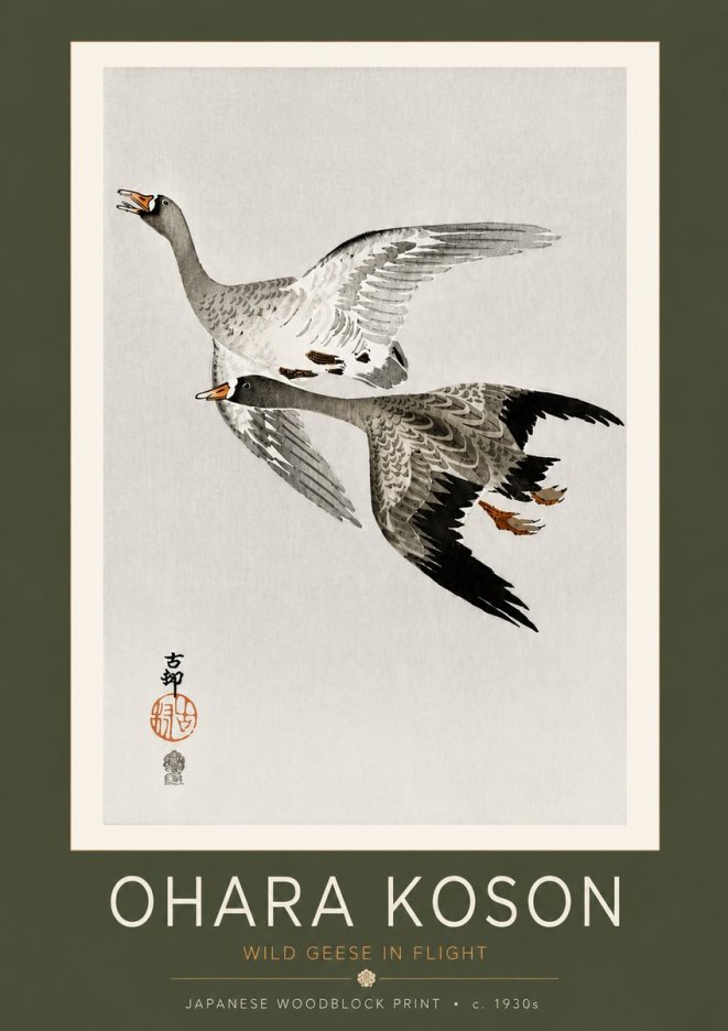 Ohara Koson Wild Geese in Flight III No4 - Plakat