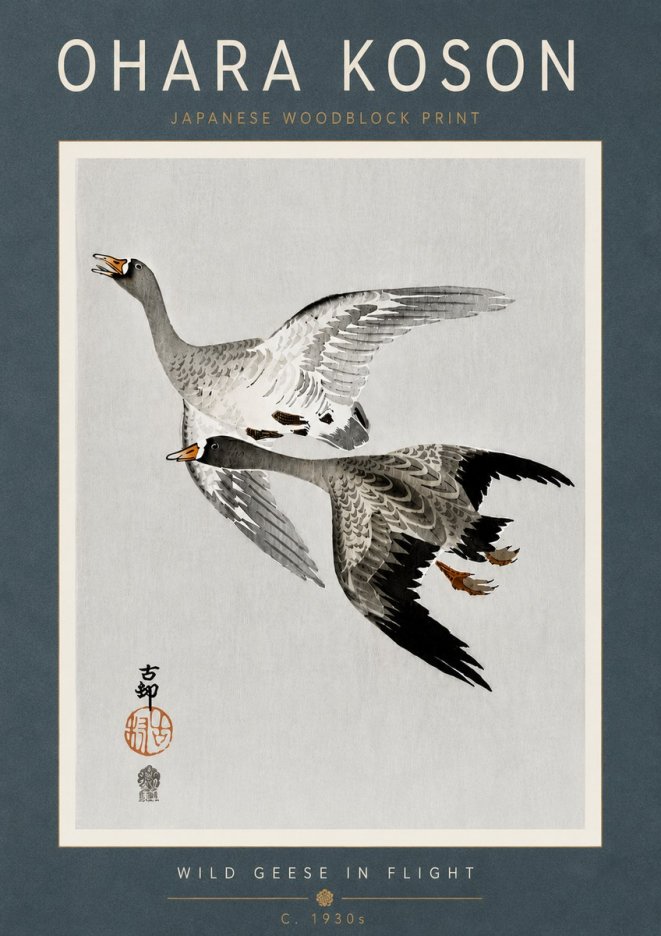 Ohara Koson Wild Geese in Flight III No6 - Plakat