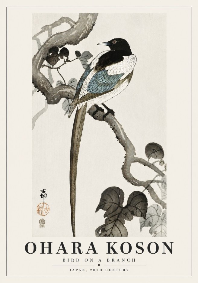 Ohara Koson Bird on a Branch IV No6 - Plakat