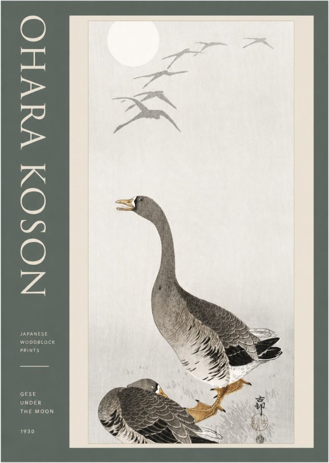 Ohara Koson Gese Under the Moon No2 - Plakat