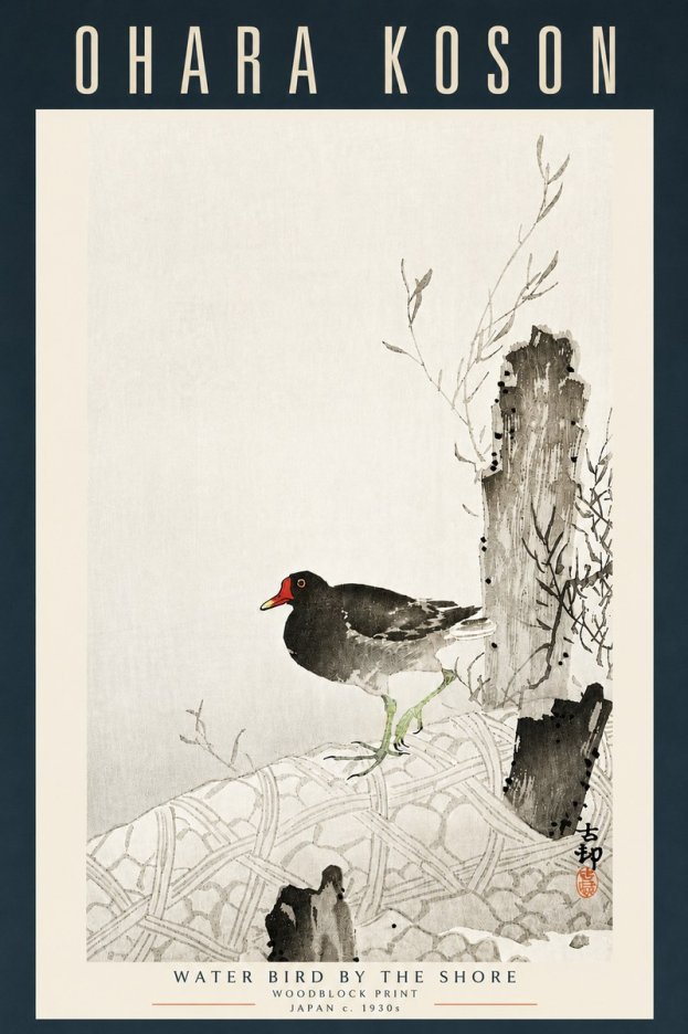 Ohara Koson Water Bird by the Shore No5 - Plakat