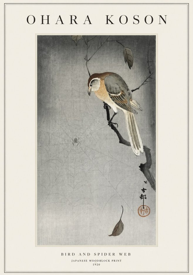 Ohara Koson Bird and Spider Web II No1 - Plakat