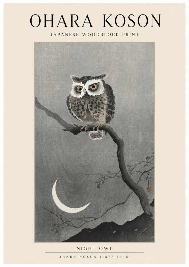 Ohara Koson Night Owl No1 - Plakat