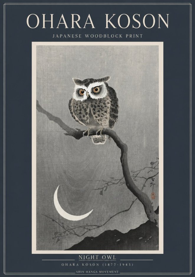 Ohara Koson Night Owl No2 - Plakat