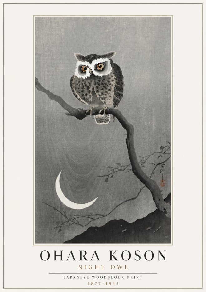 Ohara Koson Night Owl No4 - Plakat