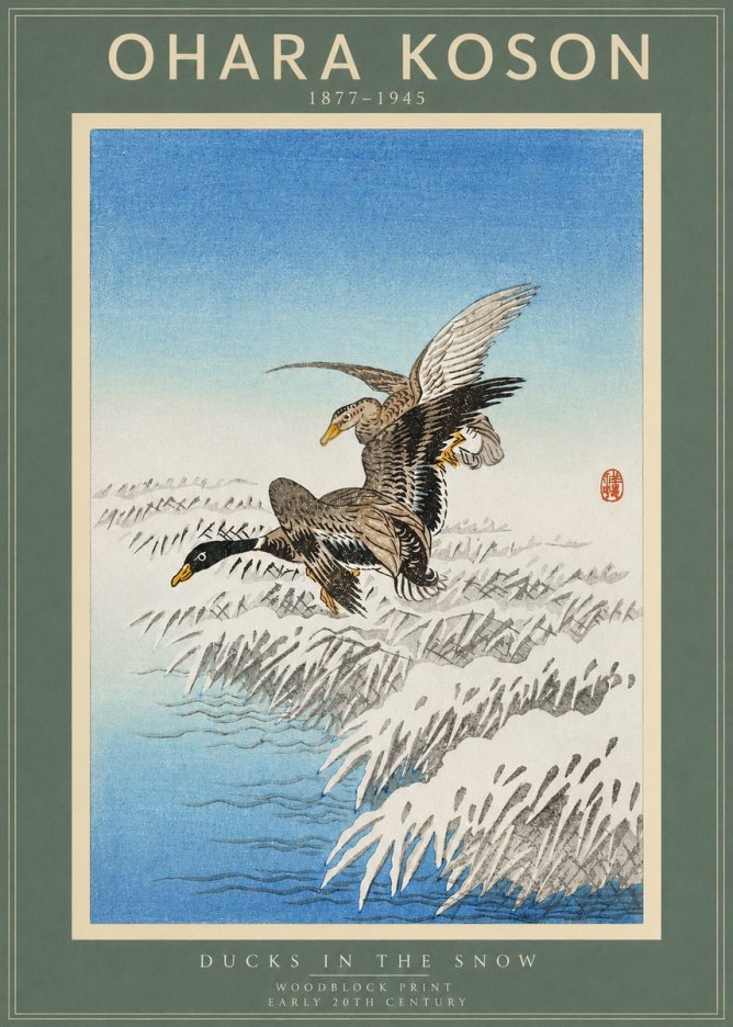 Ohara Koson Ducks in the Snow No2 - Plakat
