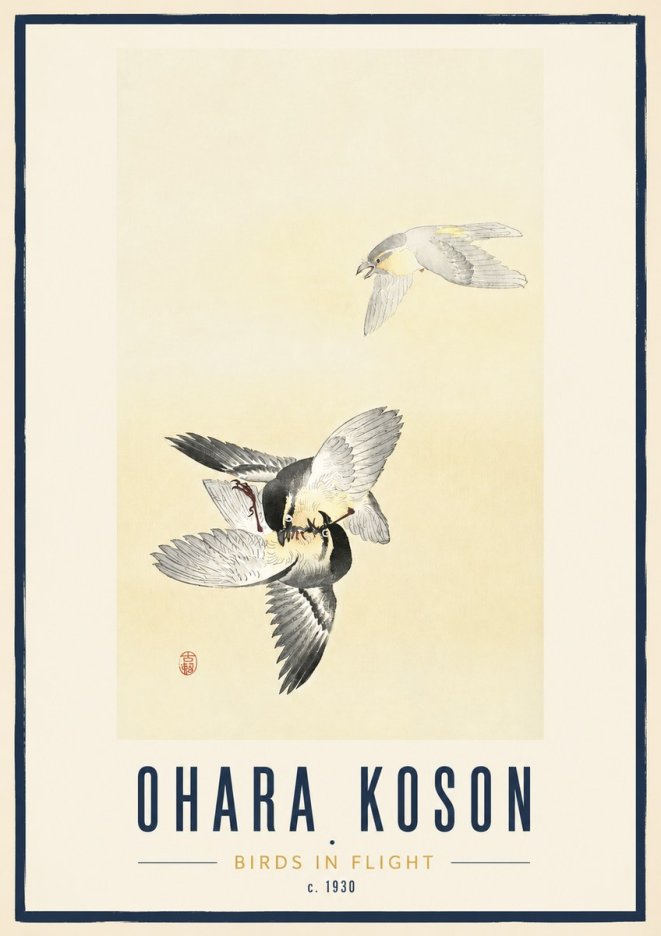 Ohara Koson Birds in Flight No3 - Plakat