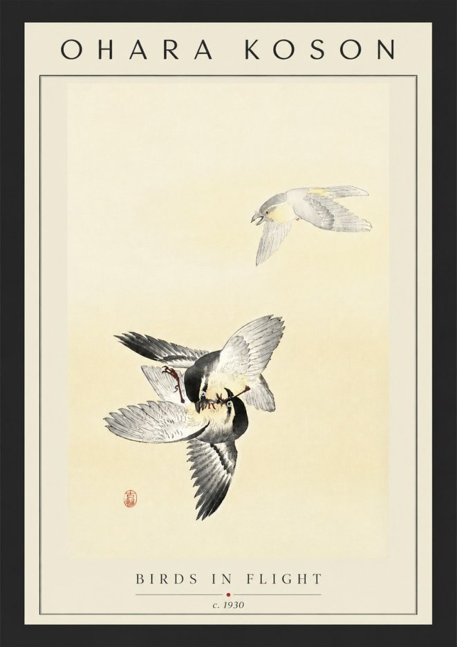 Ohara Koson Birds in Flight No6 - Plakat