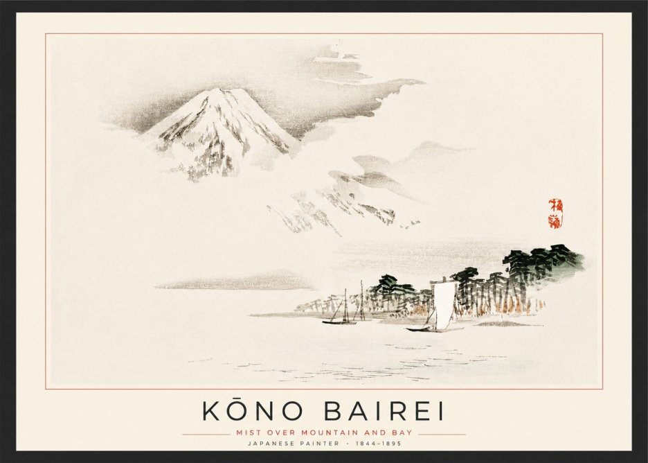 Kōno Bairei Mount Fuji with Boats No3 - Plakat