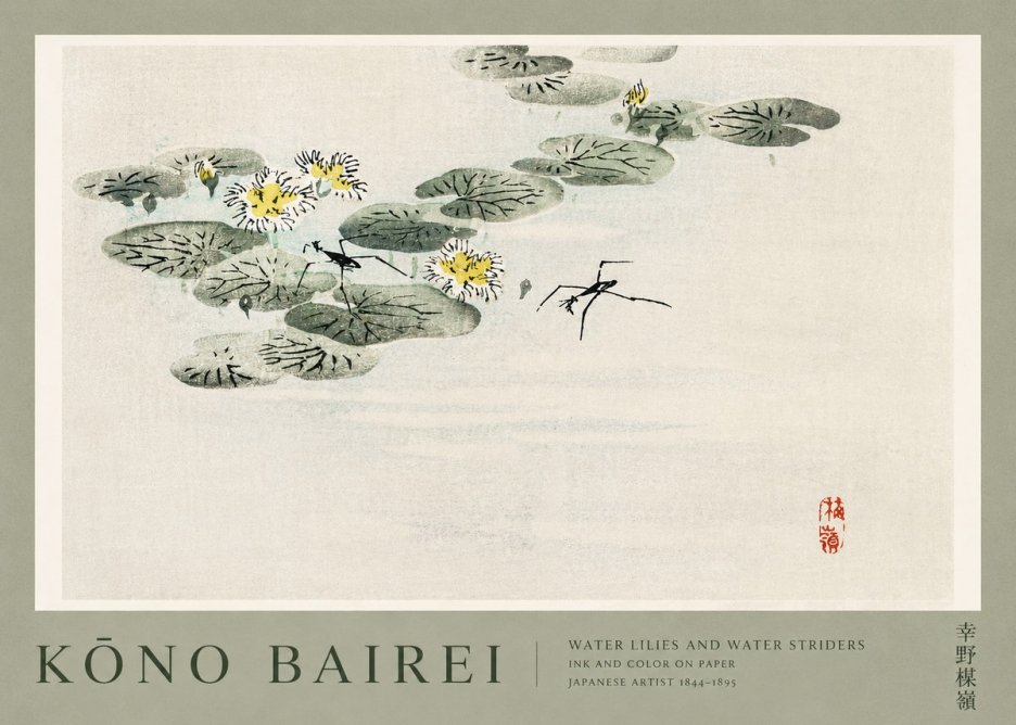 Kōno Bairei Water Lilies and Water Striders No2 - Plakat