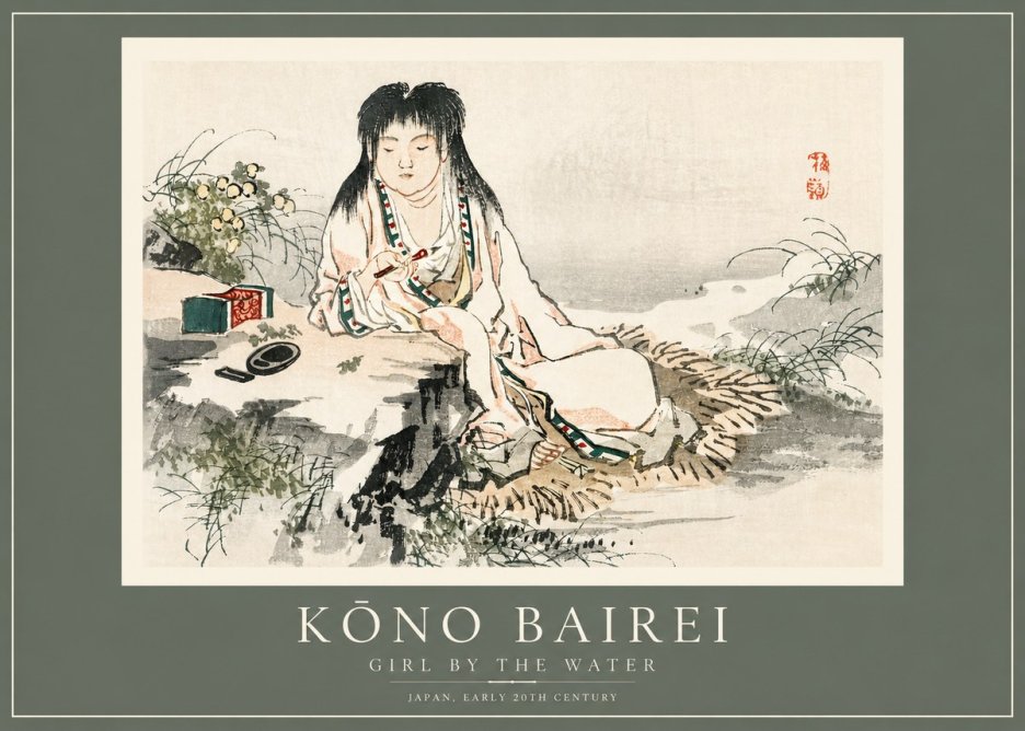 Kōno Bairei Girl by the Water No2 - Plakat