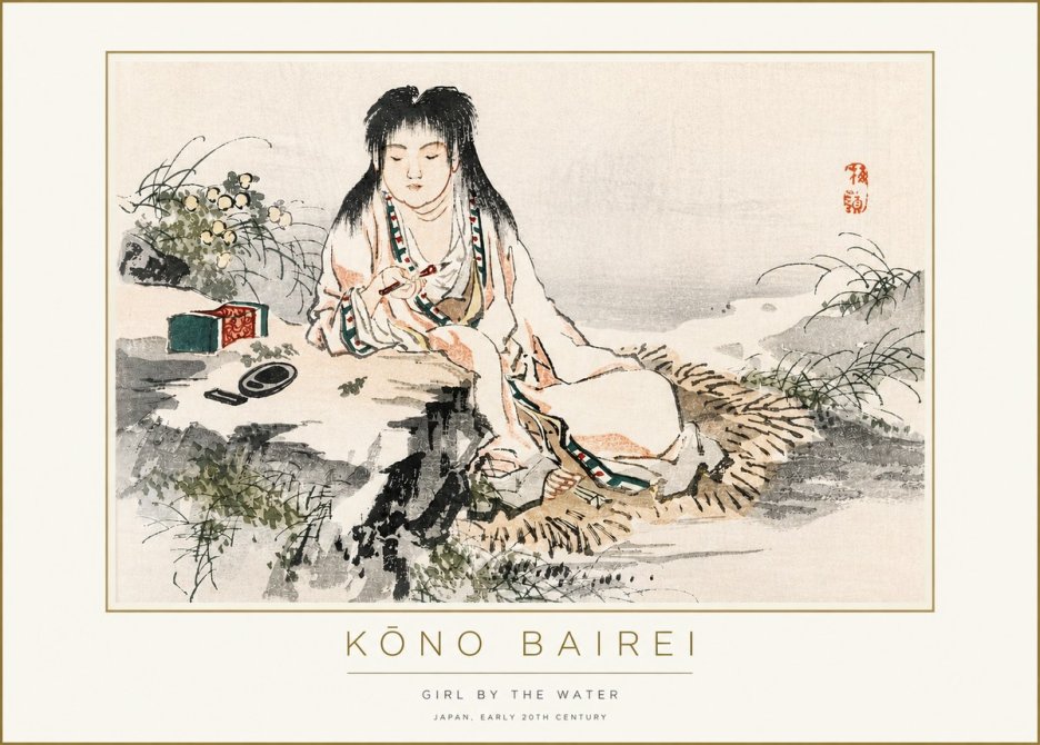 Kōno Bairei Girl by the Water No3 - Plakat