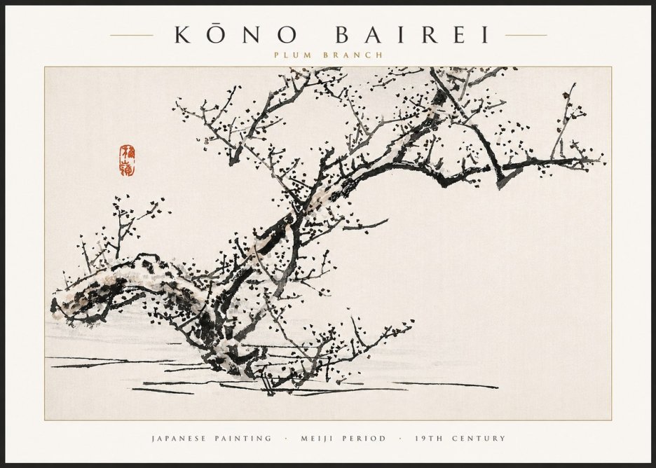 Kōno Bairei Plum Branch No5 - Plakat