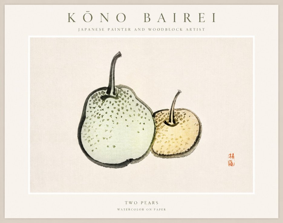 Kōno Bairei Two Pears No1 - Plakat