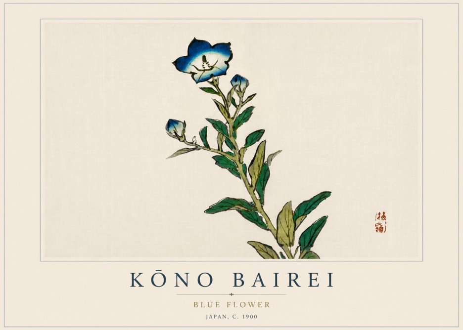 Kōno Bairei Blue Flower No4 - Plakat