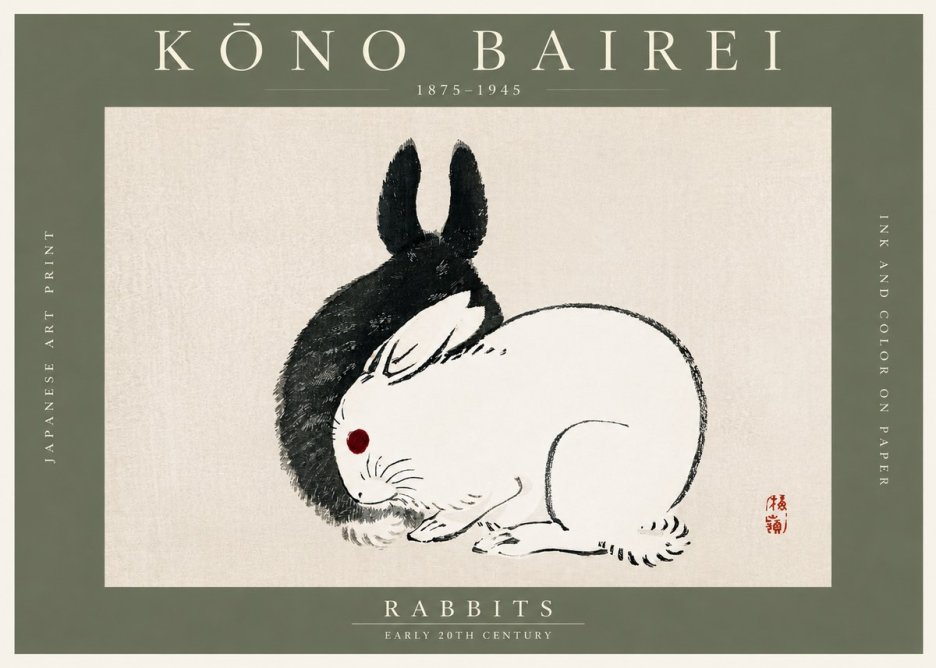 Kōno Bairei Rabbits No3 - Plakat