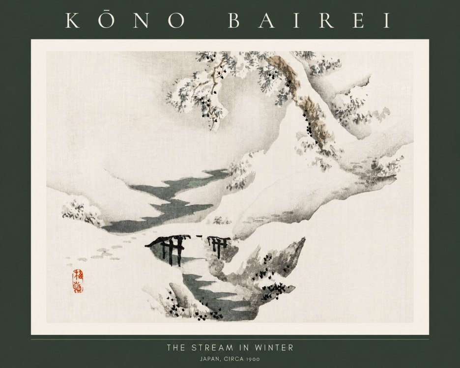 Kōno Bairei The Stream in Winter No2 - Plakat