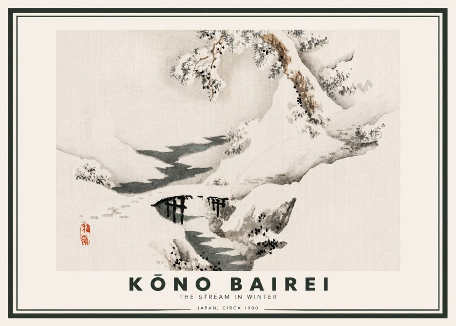 Kōno Bairei The Stream in Winter No4 - Plakat