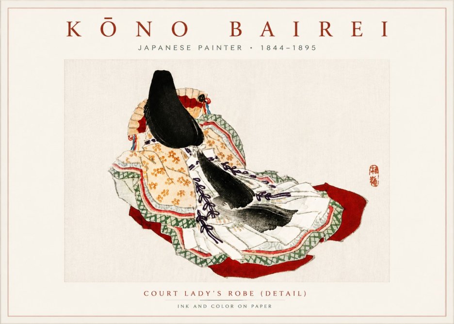 Kōno Bairei Court Lady's Robe (Detail) No6 - Plakat
