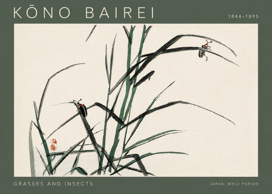 Kōno Bairei Grasses and Insects No4 - Plakat