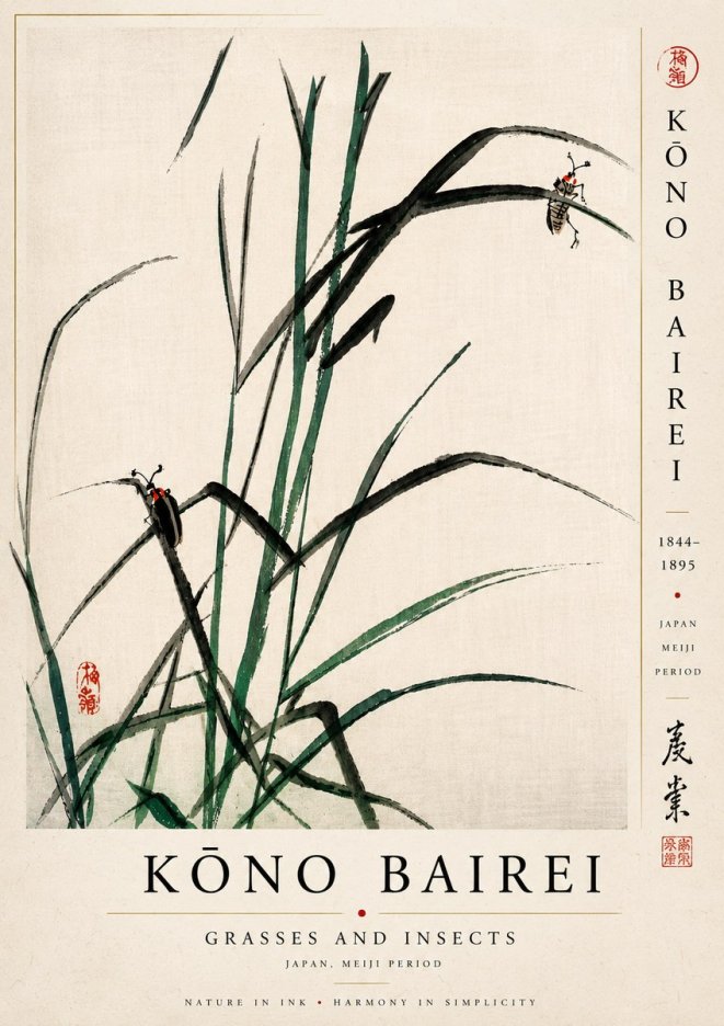 Kōno Bairei Grasses and Insects No5 - Plakat