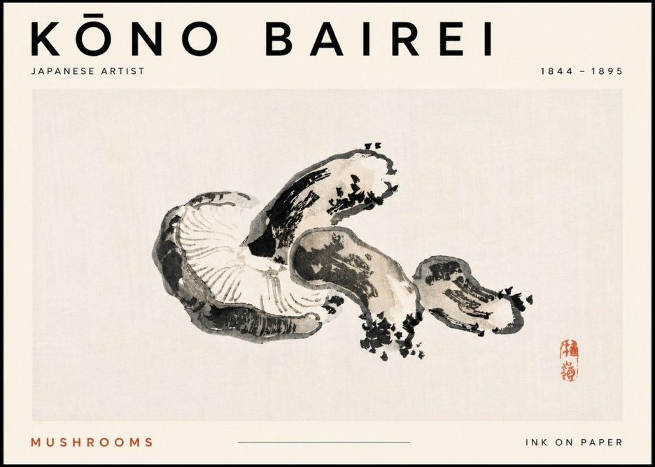 Kōno Bairei Mushrooms No5 - Plakat
