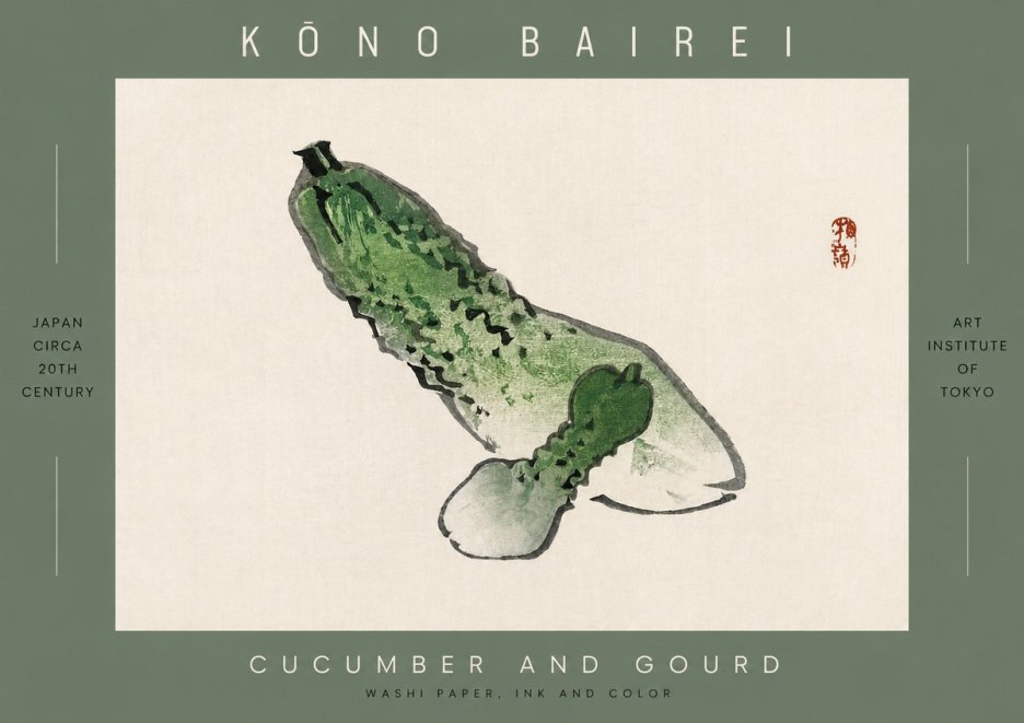 Kōno Bairei Cucumber and Gourd No2 - Plakat