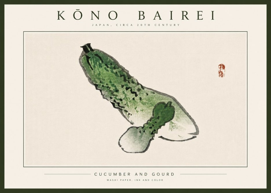 Kōno Bairei Cucumber and Gourd No4 - Plakat
