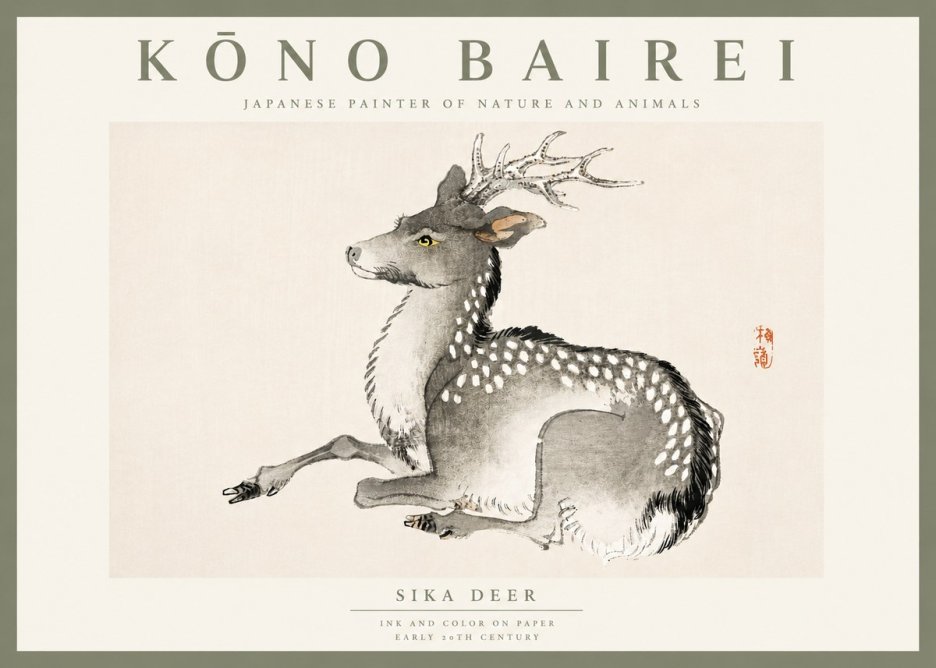Kōno Bairei Sika Deer No5 - Plakat