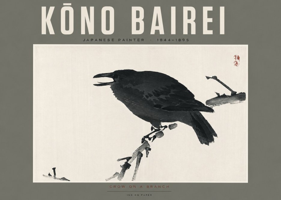 Kōno Bairei Crow on a Branch No2 - Plakat