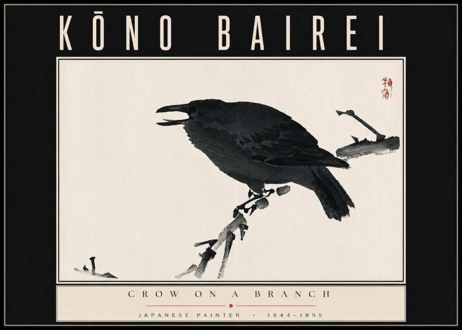 Kōno Bairei Crow on a Branch No4 - Plakat