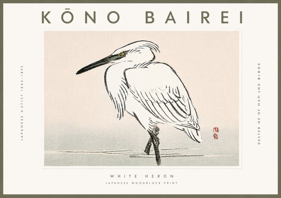 Kōno Bairei White Heron No2 - Plakat