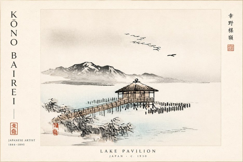 Kōno Bairei Lake Pavilion No6 - Plakat