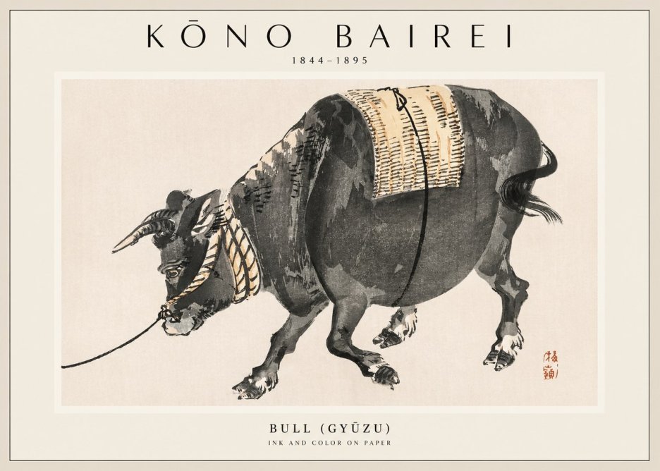 Kōno Bairei Bull (Gyūzu) No1 - Plakat