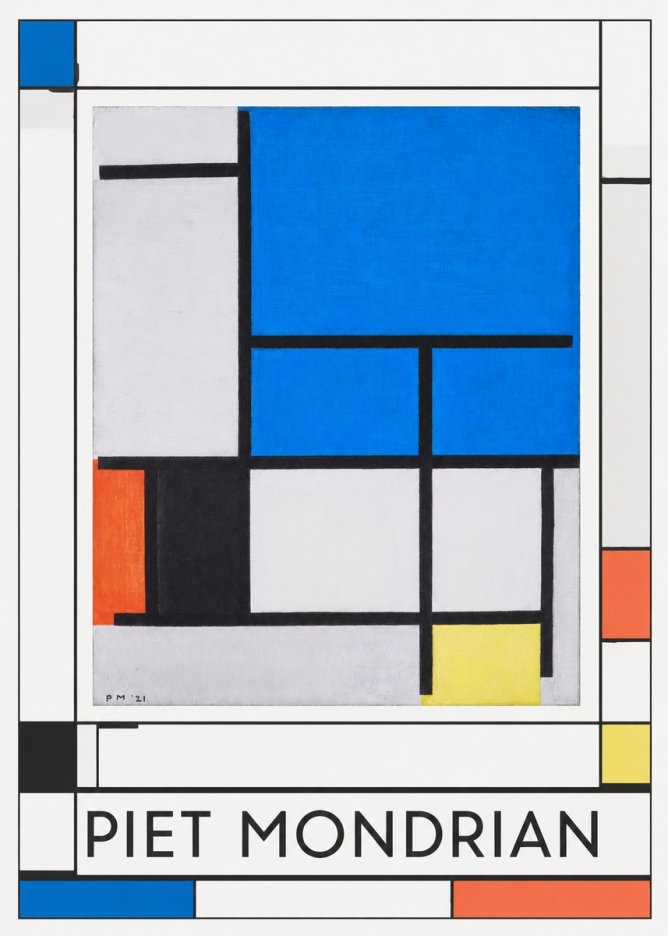 Piet Mondrian Composition with Red, Black, Blue, and Yellow No2 - Plakat
