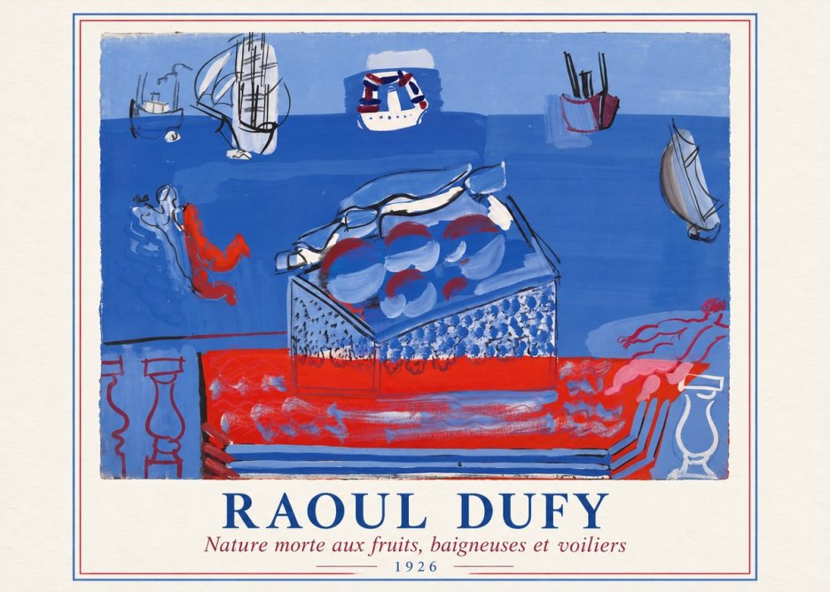 Raoul Dufy Nature Morte Aux Fruits, Baigneuses Et Voiliers No2 - Plakat