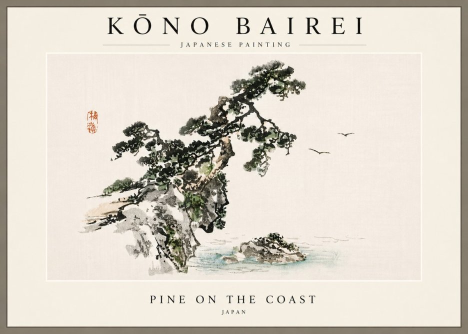 Kōno Bairei Pine on the Coast No6 - Plakat