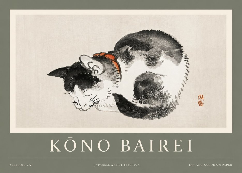 Kōno Bairei Sleeping Cat No2 - Plakat