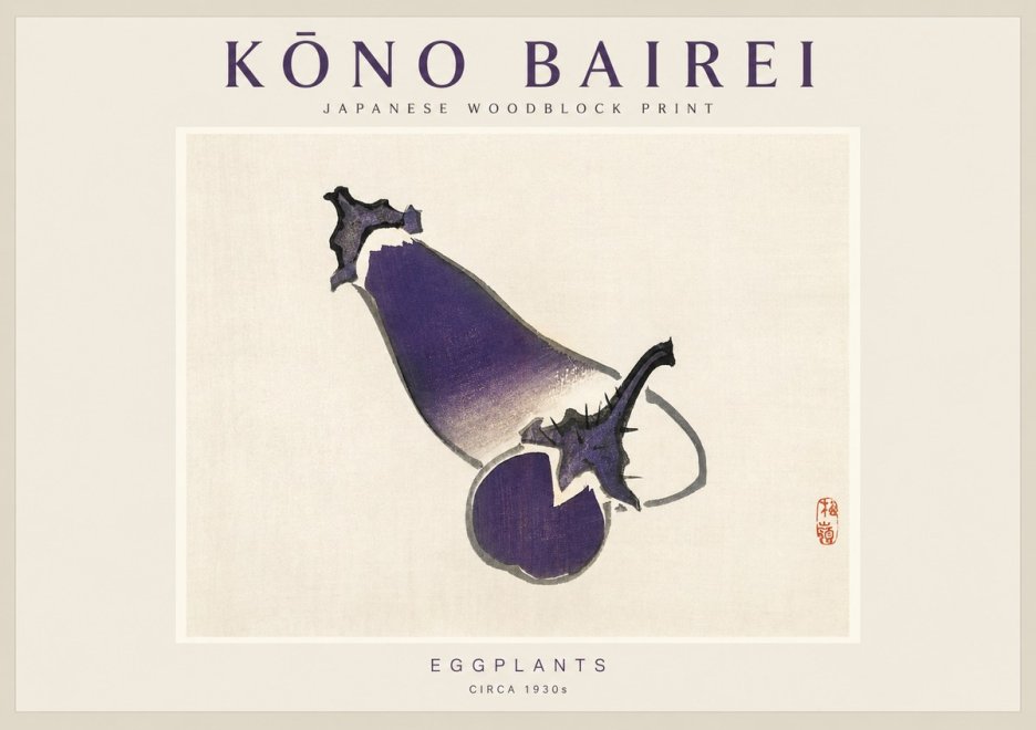 Kōno Bairei Eggplants No1 - Plakat