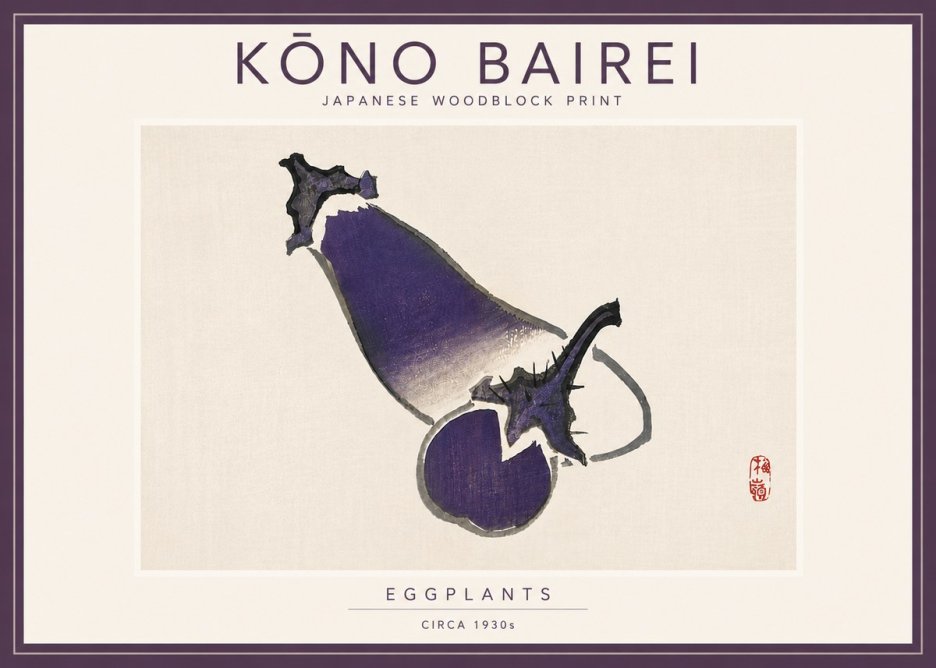 Kōno Bairei Eggplants No5 - Plakat
