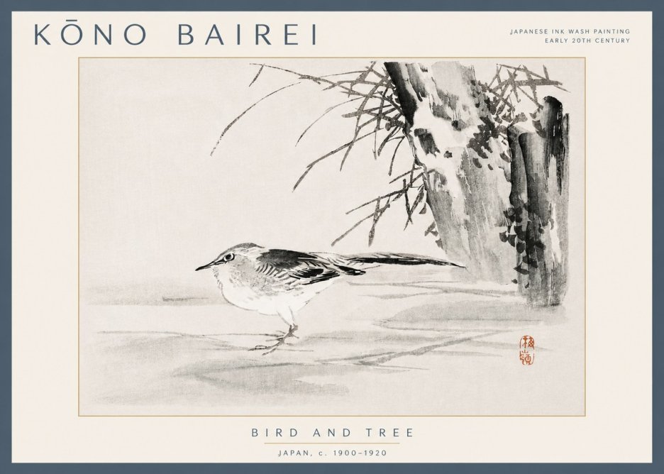 Kōno Bairei Bird and Tree No3 - Plakat
