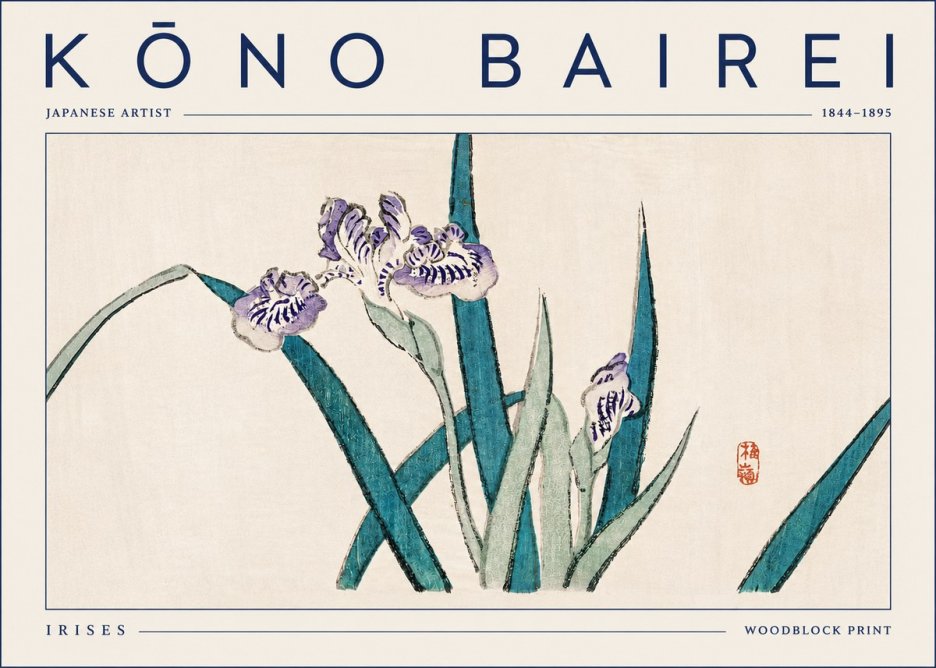 Kōno Bairei Irises No5 - Plakat