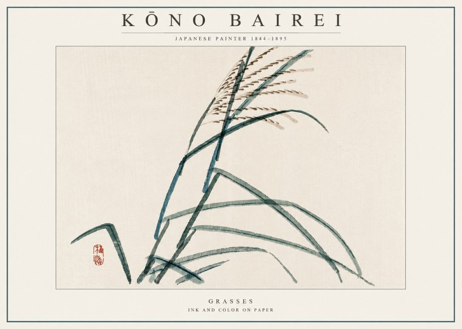 Kōno Bairei Grasses No3 - Plakat