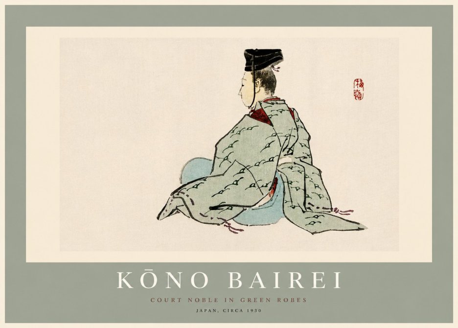 Kōno Bairei Court Noble in Green Robes No2 - Plakat