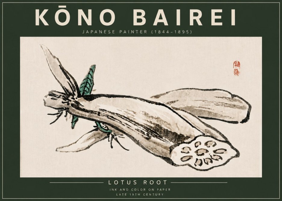 Kōno Bairei Lotus Root No6 - Plakat