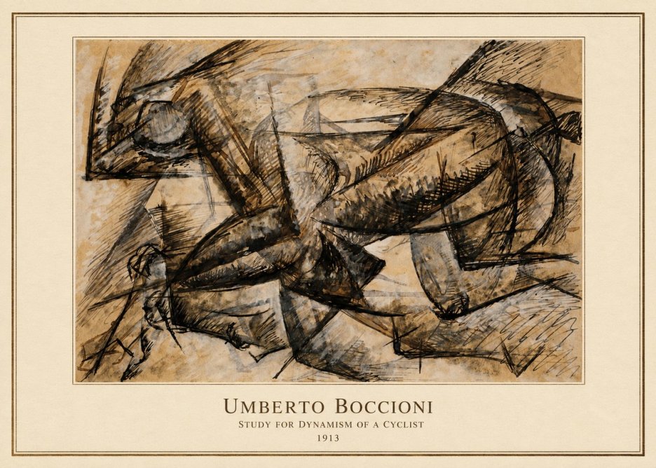 Umberto Boccioni Study for Dynamism of a Cyclist No4 - Plakat